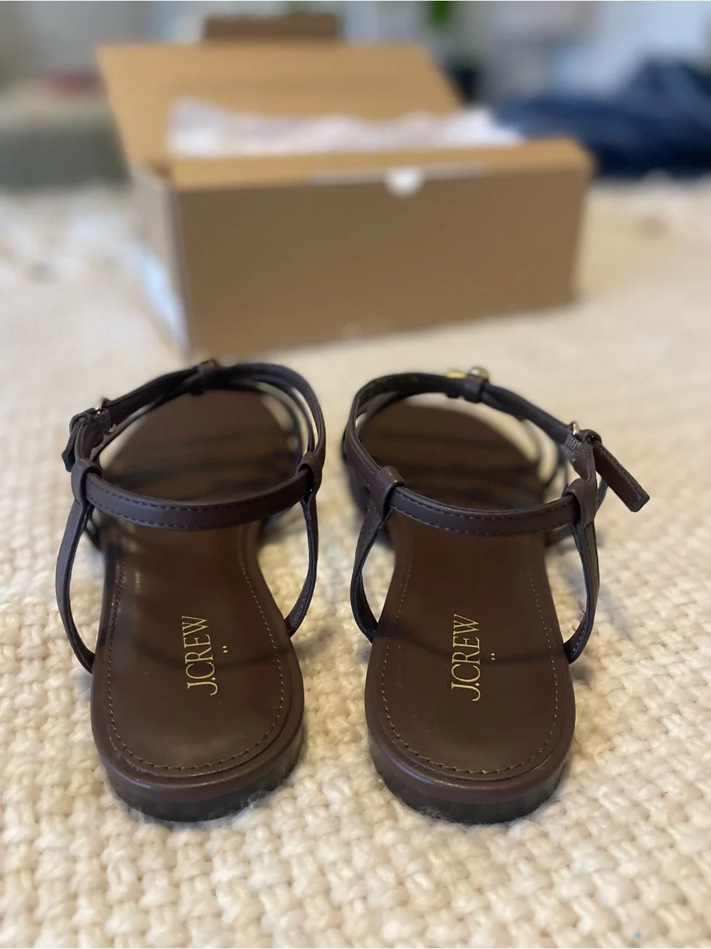 (NWT) J. Crew Dark Walnut Leather Strappy Sandals